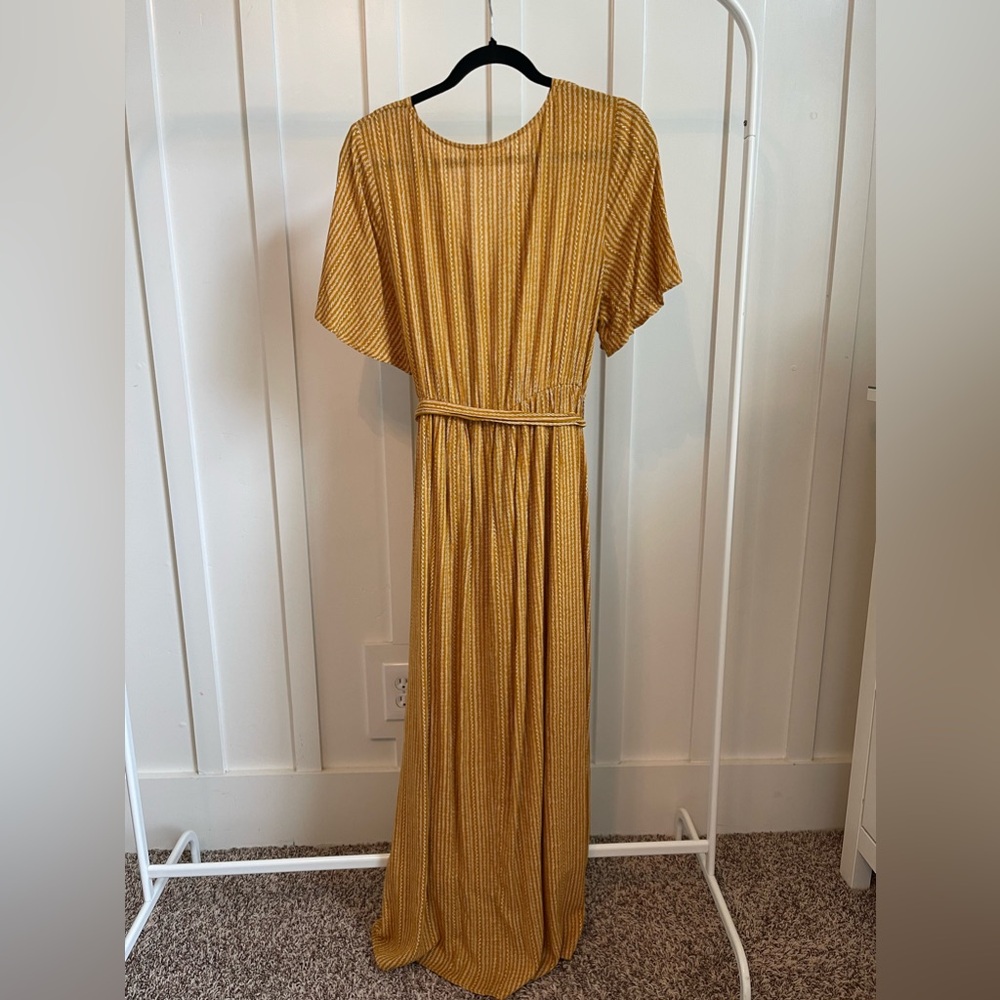 Wrap-Front Midi Tie-Waist Dress sz L
